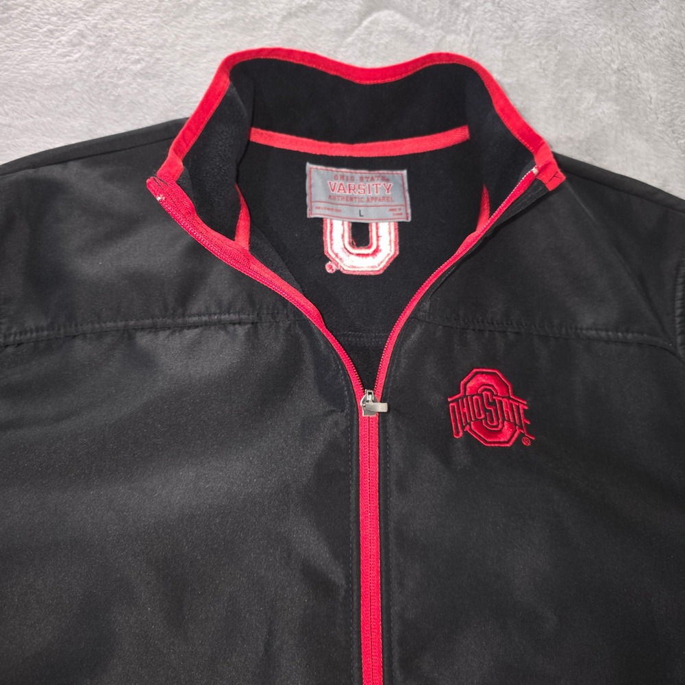 Ohio State Buckeyes Varsity Authentic‎ Apparel Full Zip Jacket Black Mens Large